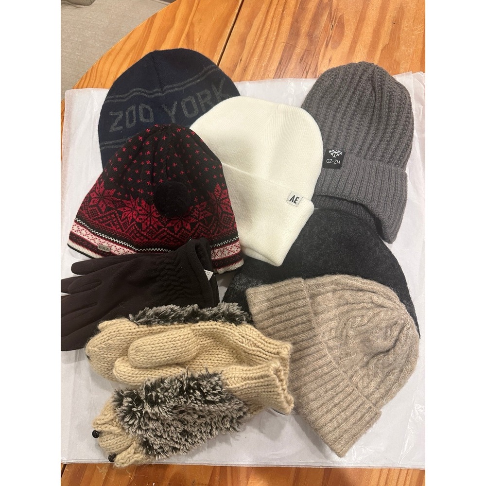 Bundle of Winter Hats, a pair of Gloves, a pair of Mittens Resellers Bundle